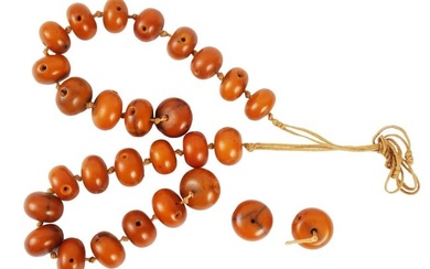 CHINESE TIBETAN BEAD AMBER NECKLACE OR ROSARY