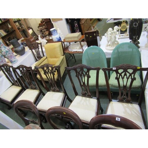 CHIPPENDALE DESIGN DINING CHAIRS, set of 6 carved mahogany p...