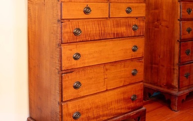 CHIPPENDALE TIGER MAPLE CHEST.