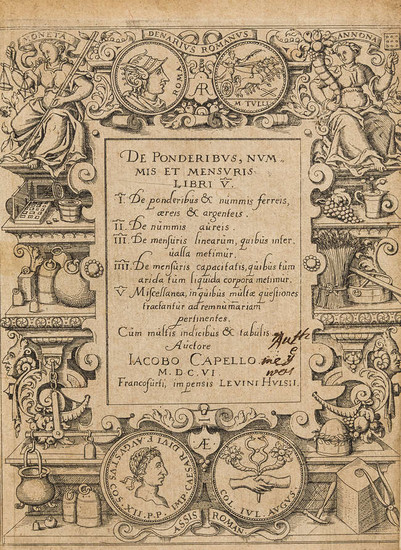 Cappel (Jacques) De ponderibus, nummis et mensuribus libri V , Frankfurt, Levinus Hulsius, 1606; and 6others, 18th & 19th century German, including works on gold and silver (7)