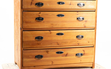 Chest of drawers, stained pine, Art Nouveau, early 20th century.