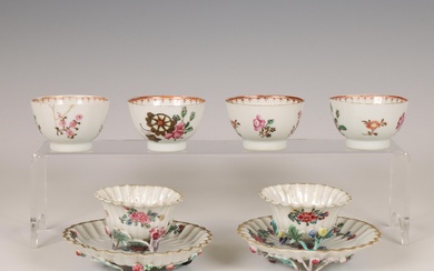 China, collection of famille rose porcelain cups and saucers, late Qing dynasty (1644-1912)