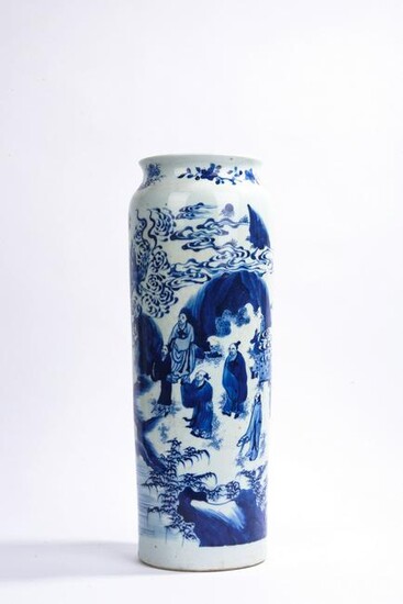 Chinese Blue and White Elders Figures Vase
