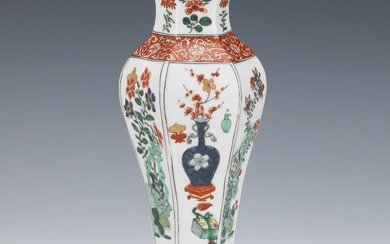 Chinese Porcelain Famille Vert Kangxi Style Hexagonal Vase, David Stockwell Collection