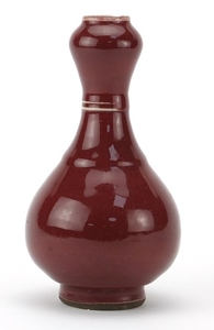 Chinese crackle glazed sang de boeuf vase, 17.5cm high