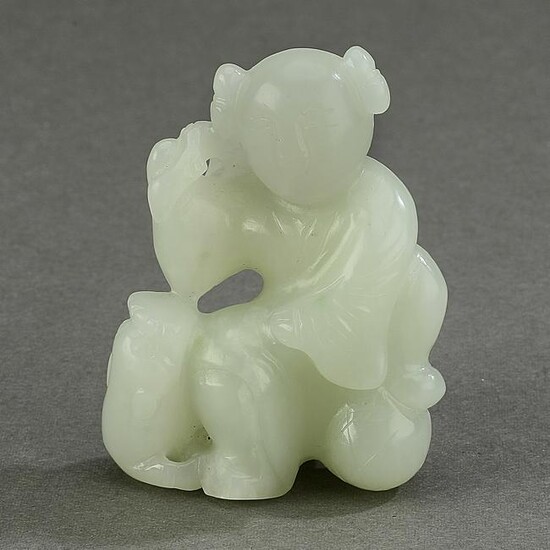 Chinese pale celadon jade carving of a child