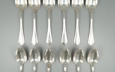 Christofle Dinerlepels model : Spatours - Cutlery set (12) - Silverplate