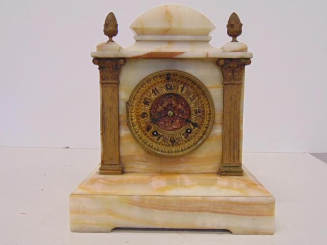 Clock, Ansonia Mantel, Marble, Open Escapement, Two