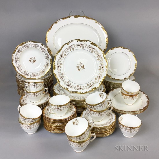 Coalport Oporto-pattern Bone China Dinner Service for Twelve, sold with twelve Admiral pattern luncheon plates and three serving pieces