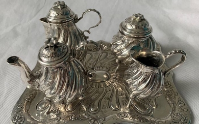 Coffee service, Silver miniature (5) - .800 silver - Simon Rosenau - Germany - 1900