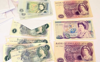 Collection of Elizabeth II Bank of England banknotes