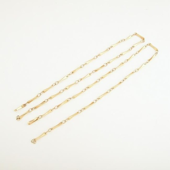 Collection of Two Matching 14k Yellow Gold Neck Chains.