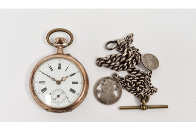 Continental white metal open-faced pocket watch, the circula...