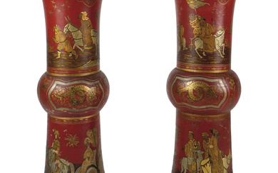 Coppia vasi in terracotta dipinta in rosso, Piemonte, XVIII secolo
