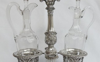 Cruet stand, Antique Oil and Vinegar Set - .950 silver - Etienne-Auguste Courtois - France - ca. 1835
