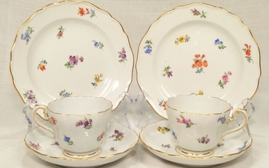 Decoro piccoli fiori - Meissen - Tea cups + dessert x 2 - 1st choice (6) - Porcelain