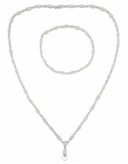 Diamond 18k White Gold NECKLACE BRACELET 8.75 carats