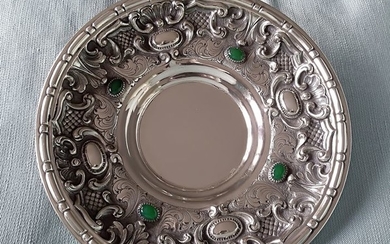 Dish, hand chased- .800 silver - Italy - 1930 circa