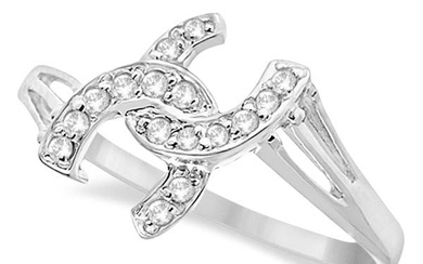 Double Horseshoe Diamond Ring in 14K White Gold 0.10ctw