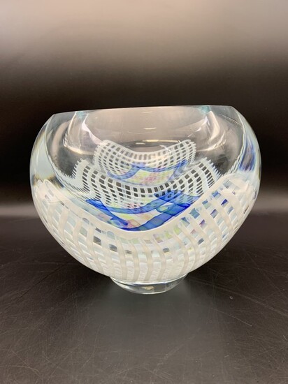 Double Textile Hand Blown Art Glass Vase - Gary Beecham