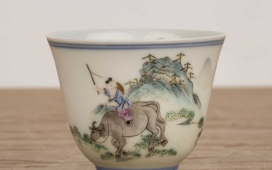 Doucai porcelain small tea bowl Chinese painted in enamels with...