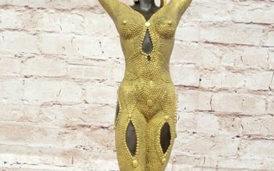 Dourga by Dimitri Chiparus - Art Deco Bronze Dancer Female Figure Gold Patina