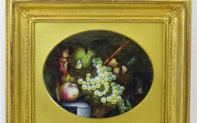 Early 20th century, Oil on porcelain, A still life study wit...