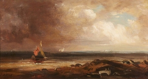 Eduard Schleich the Elder, Oil Sketch - Sailing Ships in a Storm