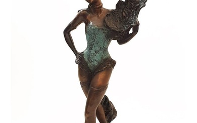 Fan Dancer, A Post Auguste Moreau Bronze Figurine