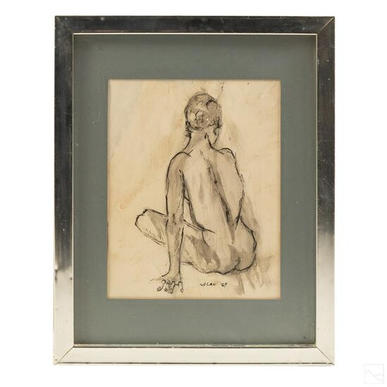 Female Nude Mid Century Modern Portrait Painting