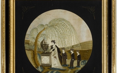 Fine Silk-Embroidered Mourning Picture: Sacred to the Memory of Cornelius Dunham, Boston, Massachusetts, Circa 1796