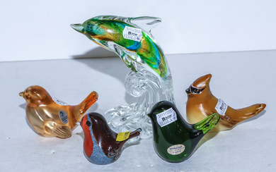 Five Pieces of Art Glass Animals