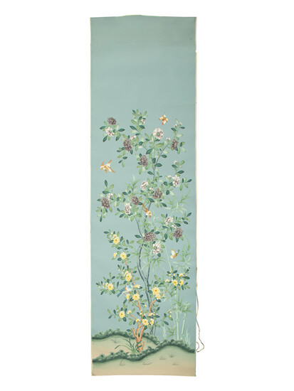 Four Hand-Painted French Chinoiserie Design Wallpaper Panels
