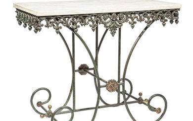 French Cast Iron and Marble Pastry Table