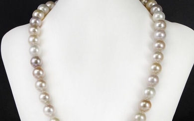 Freshwater pearls 11 - 11.5 mm Beautiful necklace of pearls AAA2 + silvery pink - 460×11.5×11.5 mm - 68 g