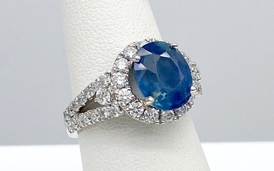 GIA Sapphire And Diamond Ring, Platinum