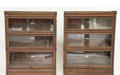 GLOBE WERNICKE BOOKCASES, a pair, early 20th century oak eac...