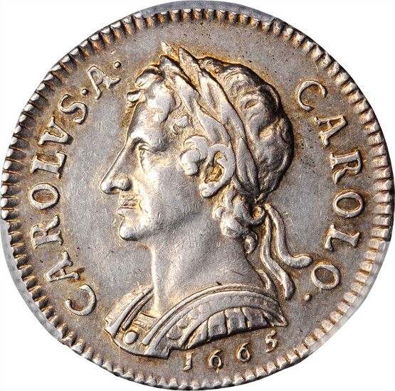 GREAT BRITAIN. Silver Farthing Pattern, 1665. Charles II. PCGS AU-55 Gold Shield.