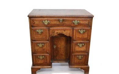 George II Walnut Feather-banded Kneehole Desk