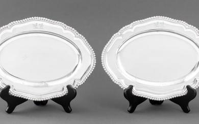George III Sterling Pair Small Oval Platters,1756