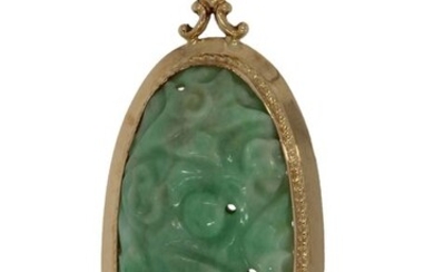 Gesneden Jade - 14 kt. Gold - Pendant