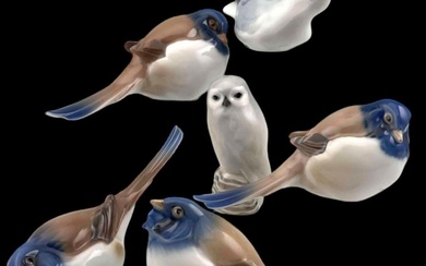 Group Of Royal Copenhagen, Bing & Grondahl Porcelain Bird Figures