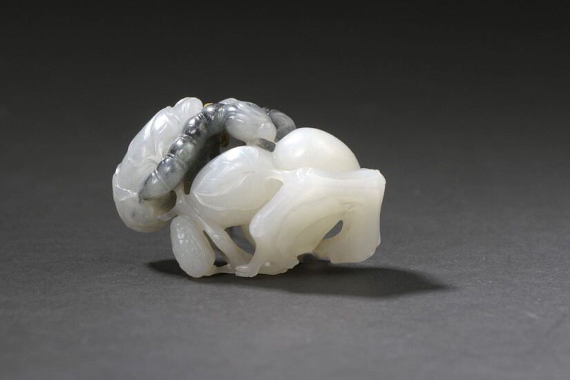 Groupe en jade gris et blanc sculpté Chine,... - Lot 93 - Daguerre
