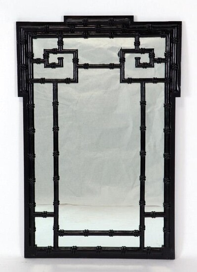 HOLLYWOOD REGENCY STYLE PAINTED FAUX BAMBOO MIRROR