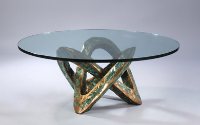 Henry Fernandez. Bronze and glass coffee table from the 70s