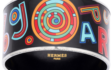 Hermès Paris 24 Faubourg Black & Multicolor Enamel Bangle...