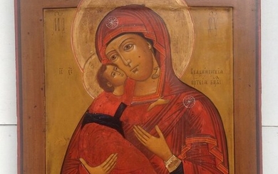 Icon, Our Lady of Vladimir - Wood - 19th century