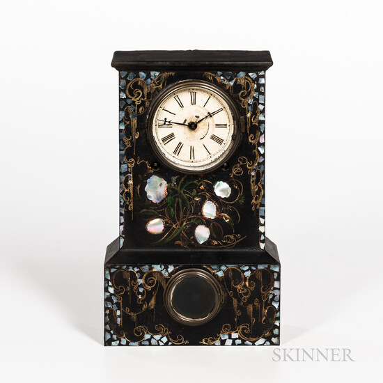 Iron and Mother-of-pearl-inlaid Mantel Clock