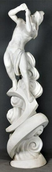 Italian Carved Carrara Marble Figure Of An Indian