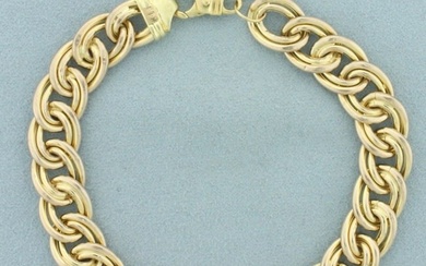 Italian Double Circle Link Bracelet in 14k Yellow Gold